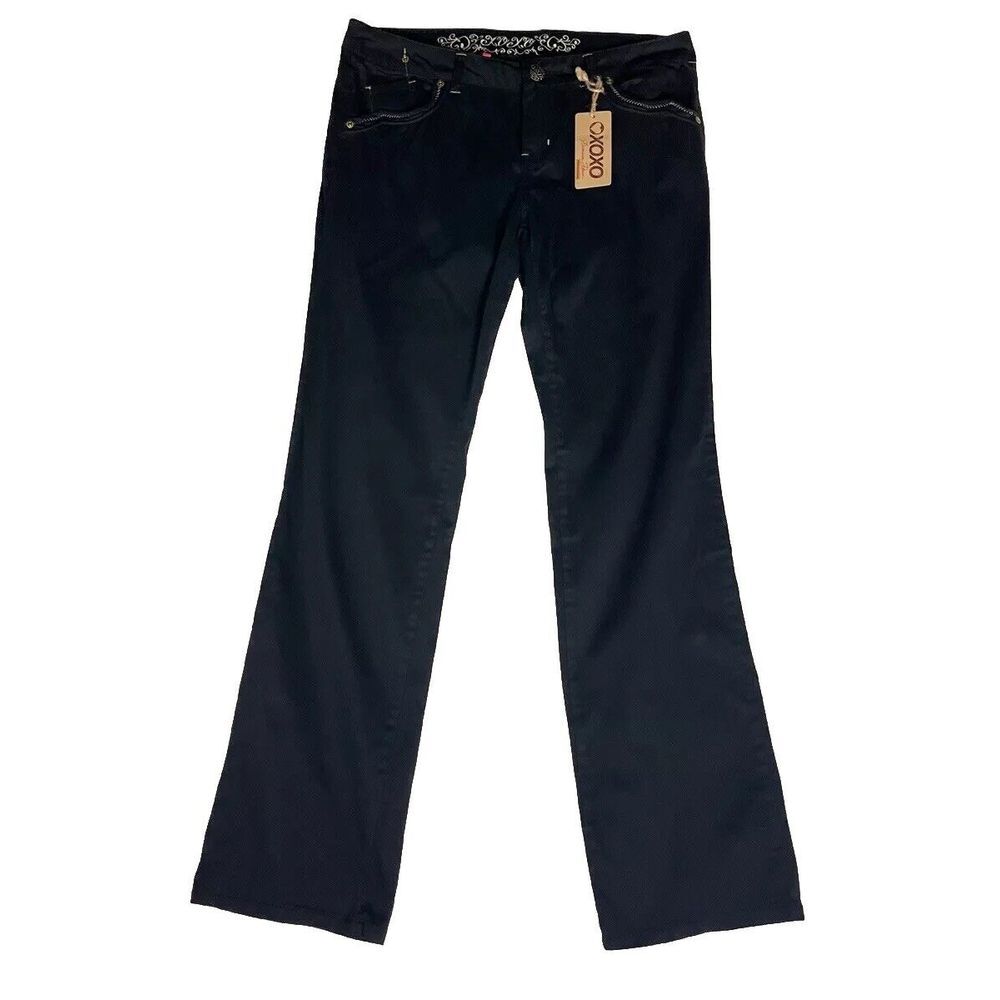 XOXO Premium Denim "Lady Luck Plus" Black Pants Size 14‎ Straight Leg New